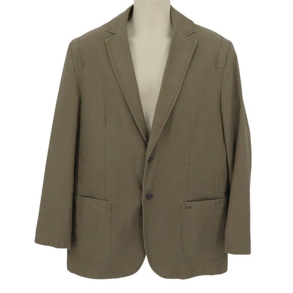 Adventure & Travel Men 54 Khaki Green Long Sleeve Collar Button Jacket Coat A&T - Picture 1 of 14